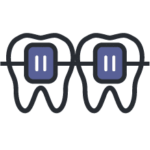 Orthodontics tooth with braces icon